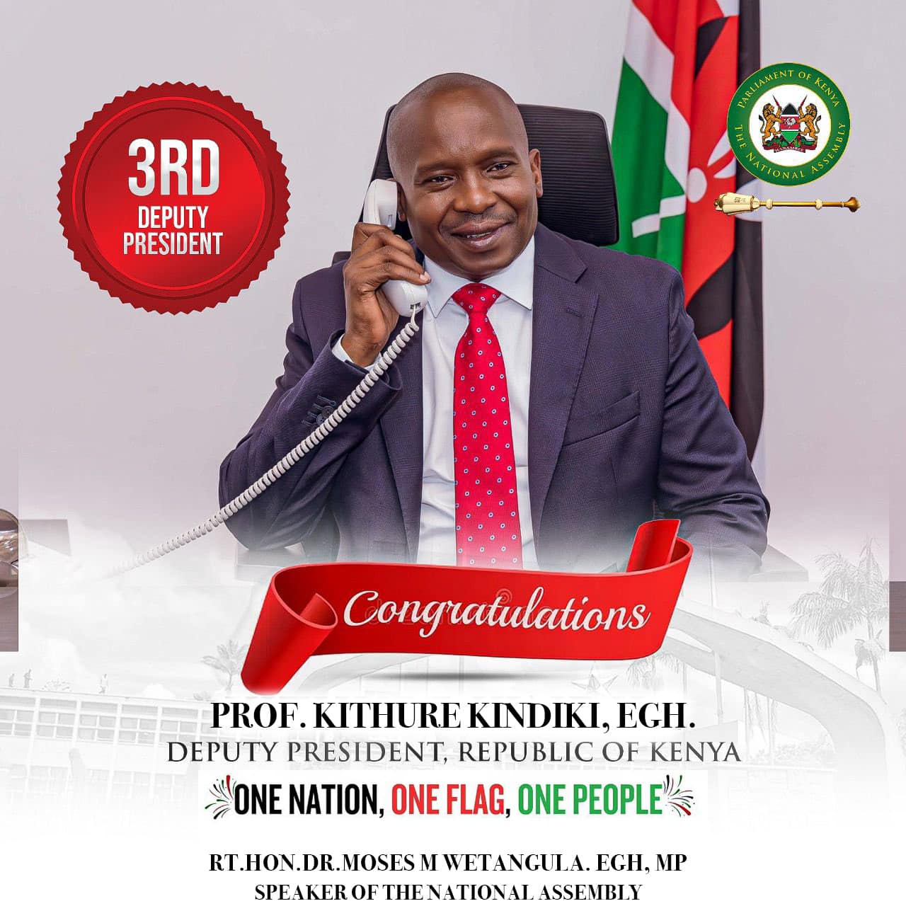 Congratulations Prof. Kithure Kindiki, EGH. Deputy President, Republic of Kenya